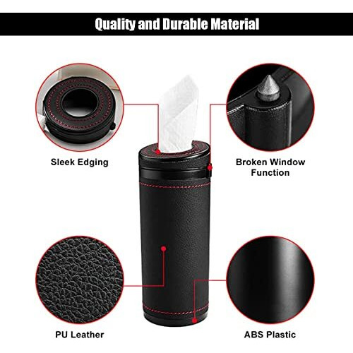 Hasthip Car Tissue Paper Holder, Cylinder Tissue Box, 2.75'' Pu Leather Round Tissues Container Fit For Car Van Bathroom Office Use, Car Cup Holder Car Tissues Box Car Tissue Holder Car Tissue Tube