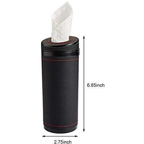 Hasthip Car Tissue Paper Holder, Cylinder Tissue Box, 2.75'' Pu Leather Round Tissues Container Fit For Car Van Bathroom Office Use, Car Cup Holder Car Tissues Box Car Tissue Holder Car Tissue Tube