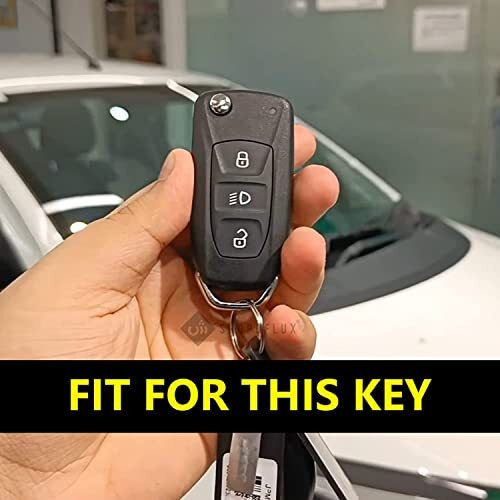 Shopoflux Tpu Leather Key Cover Compatible With Tata Tiago | Nexon | Altroz | Curvv | Safari | Storme | Zest | Bolt | Tigor | Punch | Hexa 3 Button Flip Key (Black Silver)