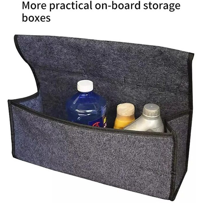 Double R Bags Felt Car Trunk Organizers Large Foldable Boot Storage Organizer Anti Slip Car Trunk Compartment Boot Cleaning Supplies Storage Organizer Utility Tool Bag.(Black)