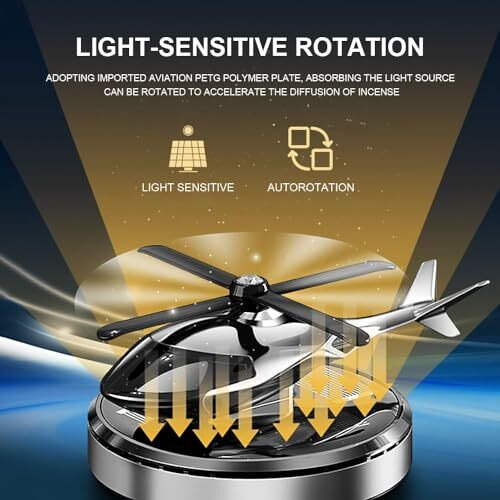 Detachi Solar Dashboard Helicopter Fragrance Diffuser, Rotating Alloy Helicopter Ornament For Car, Office, Home Decor (Random Color)