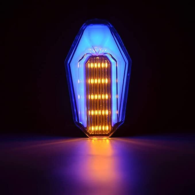 Eltron Turbo Imported Dc Power Super Quality U Shape Style Bright Blinker Led Indicators Universal For All Bikes, Motorcycles Turn Signal Lights (Pack Of 4, Amber With Blue)