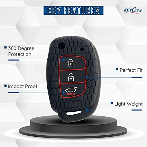 Keycare Silicone Key Cover For Hyundai Grand I10 Nios With Flip Key (Black)