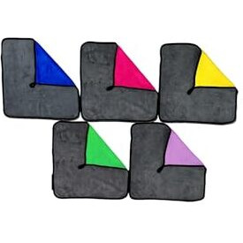 High Life Microfiber Cleaning Cloths, 5 Pcs 60X40 Cms 500Gsm Multi-Color Highly Absorbent, Lint And Streak Free, Multi - Purpose Wash Cloth For Car, Bike - Assorted Colours