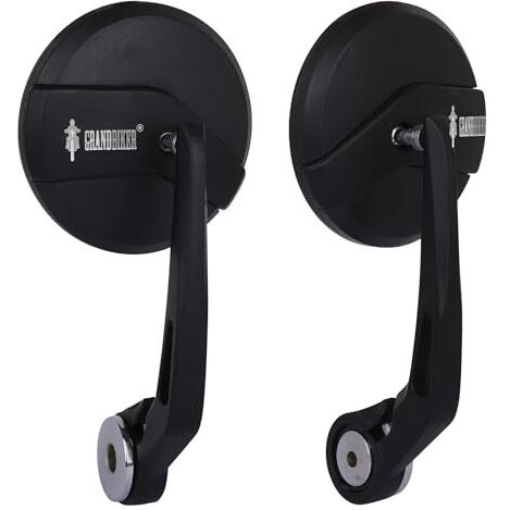 Grandbiker Handle Grip End Rear Mirror For Bike Rear View Side Handle Bar End Mirror | Round Convex Glass Mirror For Compatible For Re Reborn 350, Classic 350, Hunter 350,Meteor 350 (6)