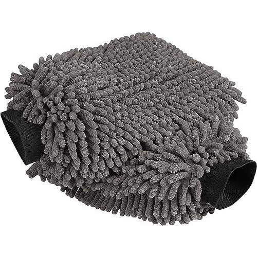 Auto Hub Chenille Microfiber Wash Mitt, Car Cleaning Gloves With Thick Plush, Ultra Soft Strands, Scratch Free And Water Absorbent Microfiber Gloves For Car & Bike Washing Pack Of 2