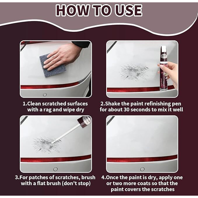 Hvb Touch-Up Pen For Car Paint Scratch Repair A Two-In-One Automotive Solution For Deep Chips And Scratches, Universal Colour Paint For Touch-Up Paint - White Colour