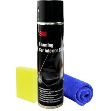 3M Foaming Car Interior Cleaner (580G) | Upholstery & Leather Cleaner | Removes Tough Stains & Dirt | Includes Microfiber Cloth & Sponge