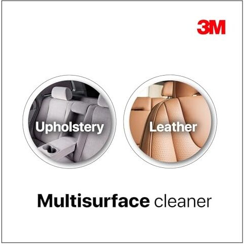 3M Foaming Car Interior Cleaner (580G) | Upholstery & Leather Cleaner | Removes Tough Stains & Dirt | Includes Microfiber Cloth & Sponge