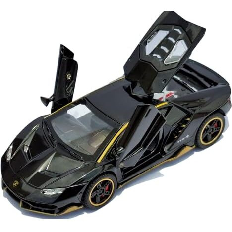 Zippity Zap Zippityzap Lamborghini Car Toy - Black 132 Scale Die-Cast Metal Model, Pull Back Action, Openable Doors, Led Lights, Realistic Engine Sound For Kids, Boys & Girls