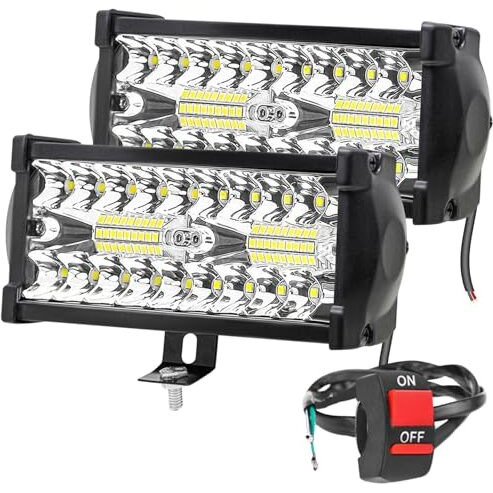 Fabtec 36 Led 7 Inch/18Cm Led Bar Light Led Fog Light For All Motorcycles/Bike/Scooty/E-Rikshaw (Set Of 2) (7 Inch,White)