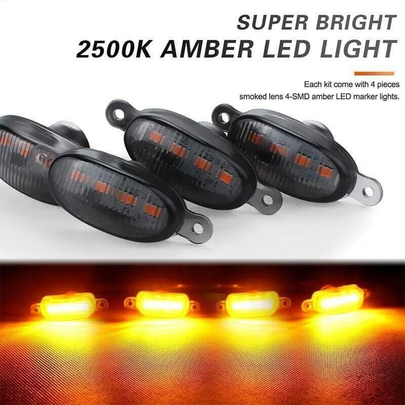 Cloudsale 4 Pieces Smoked Led Lens Front Grille Running Light Universal For Car