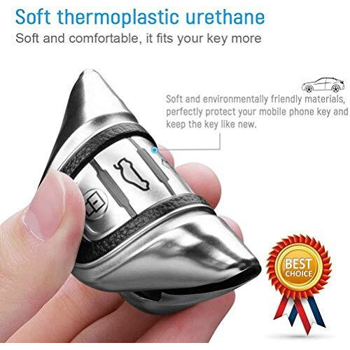 Jvcv Premium Soft Tpu Leather Pattern Key Cover Compatible With Benz E Series Smart Key (Silver)