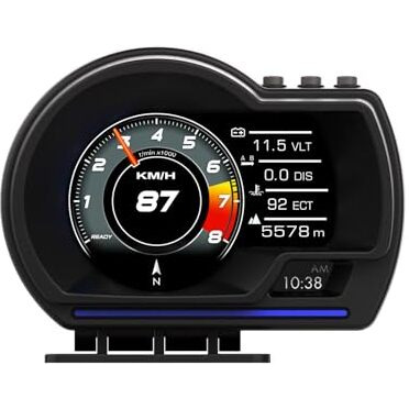 Techadro Ta-H1 Hud Obd2 Gps Smart Gauge Speedometer  High-Resolution, No Delay Head-Up Display, 10 Interfaces, Rpm, Fuel, Turbo, Temp Monitoring For All Cars