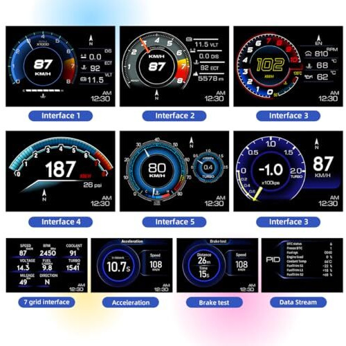 Techadro Ta-H1 Hud Obd2 Gps Smart Gauge Speedometer  High-Resolution, No Delay Head-Up Display, 10 Interfaces, Rpm, Fuel, Turbo, Temp Monitoring For All Cars