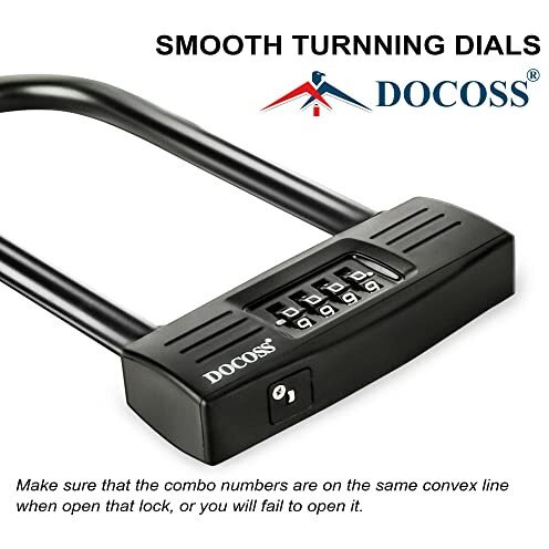 Docoss Metal U Shape Heavy Duty Long Shackle Password Number Lock For Gate,Cycle,Bike And Helmet (Black), Combination Lock