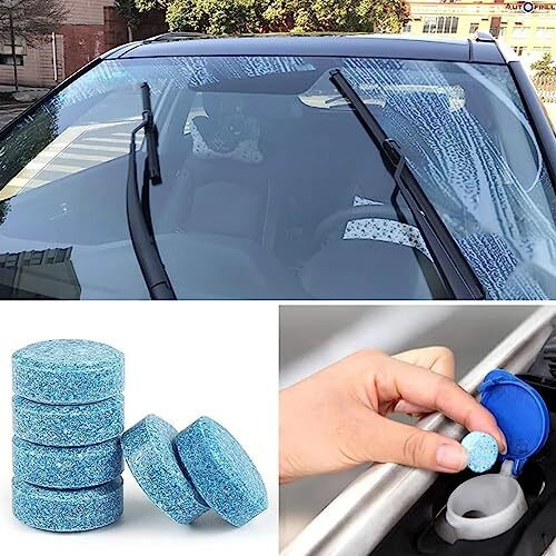 Autofrill 10 Pcs Car Accessories Car Glass Cleaner Detergent Effervescent Tablets, Car Windshield Cleaner Wiper, Car Cleaning Kit, Cleaning Tablets, Car Interior Cleaner Dashboard (10 Pcs)