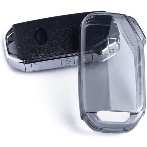 Jvcv Soft Tpu Transparent Cover Compatible With Kia Seltos 2023 Facelift Htx Carens X Line Sonet Facelift 3/4 Button Smart Key (Transparent Black)
