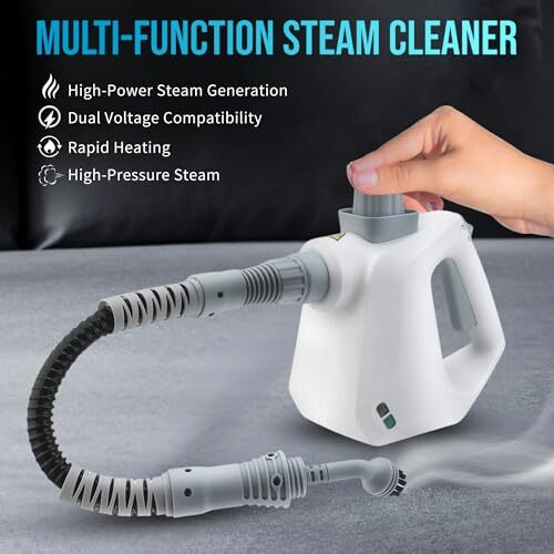 Verosky Handheld Pressurized Steam Cleaner With 11-Piece Accessory Set | Multi-Surface Steamer For Cleaning | 1000W | 2.6-3.2 Bar Pressure (White)