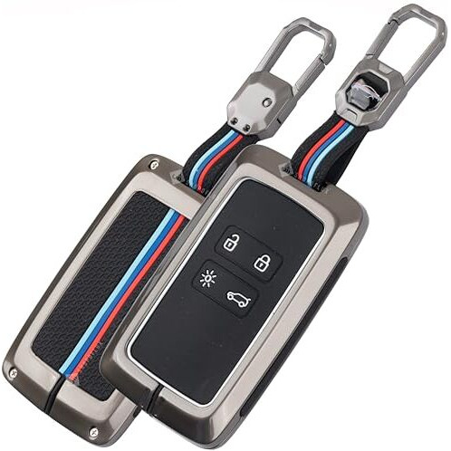 Shopoflux Metal Key Cover Compatible With Renault Triber | Kiger 4 Button Smart Key (Black)