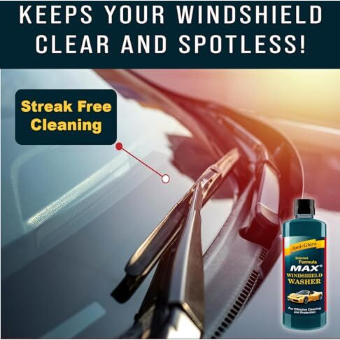Max Windshield Washer Fluid Concentrate (500 Ml)  Anti-Freeze Formula | Car Windshield Cleaner, Streak-Free Wiper Fluid | Lubricates Wipers, Removes Bugs, Grime & Water Spots For Crystal Clear Vision