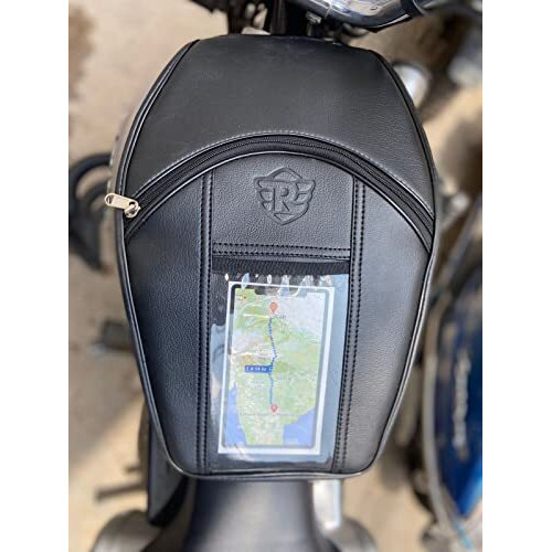 Sahara Seats Compatible With Classic 350/500/ Electra/Bullet/Standard Mobile Pocket Tank Leather Bag - (Black)