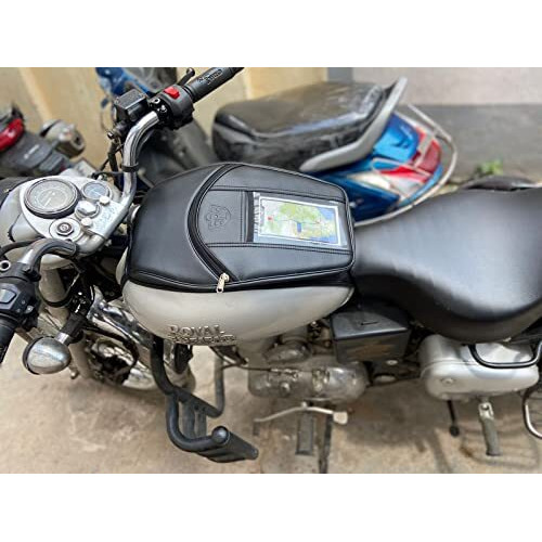 Sahara Seats Compatible With Classic 350/500/ Electra/Bullet/Standard Mobile Pocket Tank Leather Bag - (Black)