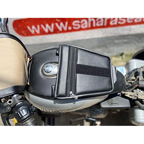 Sahara Seats Compatible With Classic 350/500/ Electra/Bullet/Standard Mobile Pocket Tank Leather Bag - (Black)