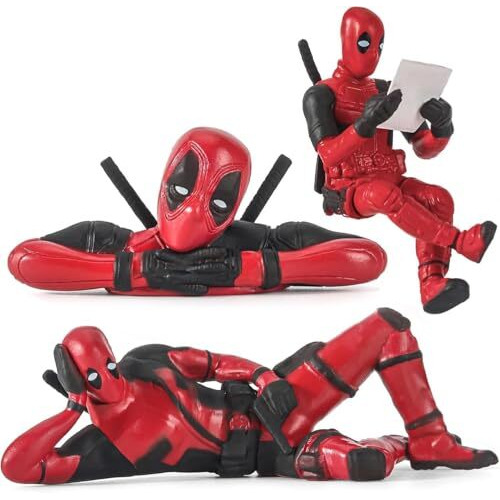 Kanisya Car Dashboard Decoration Figurine | 3Pcs Deadpool Action Figure Set, Superhero Action Figure Toys, Unique Decoration For Car Interiors, Office Desk, Desktop Decor Toy, Superhero Gifts For Kids