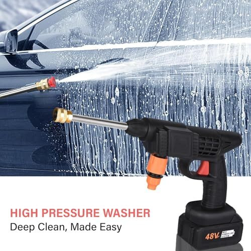 Allextreme 48V Double Battery Cordless High Pressure Washer With Adjustable 3 In 1 Nozzle, 5M Hose Pipe And Foam Cannon Portable Water Sprayer Gun Machine For Car Washing & Bike Cleaning (Black)