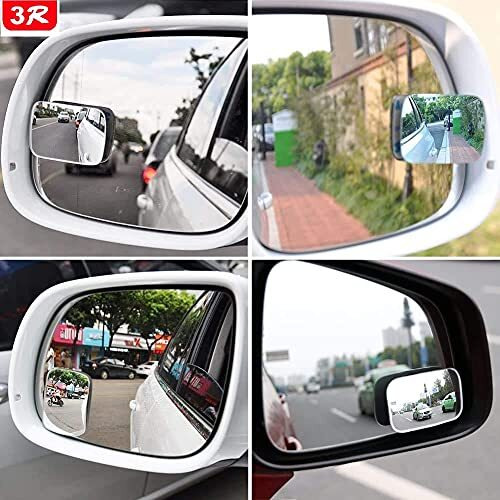 Sarte 3R Original Blind Spot Mirror, Hd Glass Convex Lens Frameless Adjustable 360 Degree Wide Angle For All Car (2 Pcs, Rectangle)