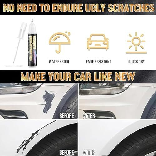 Bellox Enterprise Car Scratch Remover Touch Up Paint Pen For Cars(White),Automotive Car Paint Pen,2 In 1 Car Paint Scratch Repair For Deep Scratches,Special-Purpose White Car Paint Universal Color