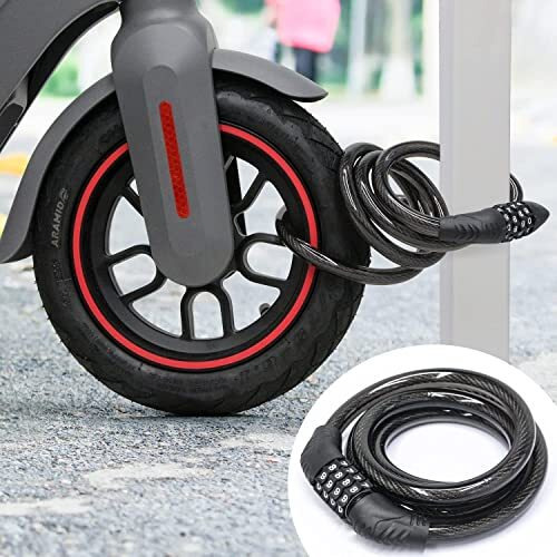 Sarte Multi Use Lock For Bike, Cycle, Helmet, Luggage With 4 Digit Resettable Bike Cable Lock, Heavy Duty Anti-Theft Protection (L 3.11 Feet Xthickness 8 Mm)