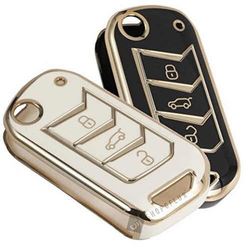 Shopoflux Tpu Key Cover Compatible With Mahindra Scorpio N | 3Xo | Xuv 300 | Marazzo | Xuv 700 | Xuv 400 Ev | Bolero | Thar Roxx 3 Button Flip Key (Black & White Pack Of 2)
