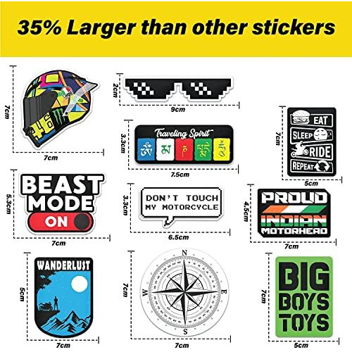 Titu Ki Baatein Adventure Awaits Eat, Sleep, Ride, Repeat Big Boys Toys Wanderlust Bike Decals Stickers For Adventure Enthusiasts | Helmet & Bike Stickers And Graphics | Premium Vinyl Quality
