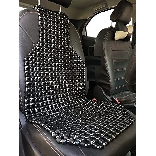 Q1 Beads Lblack Wooden Bead Seat Cushion Cooling Pad For All The Cars/Office Chair/Home Chair/Truck-Black Color (Universal Fit)