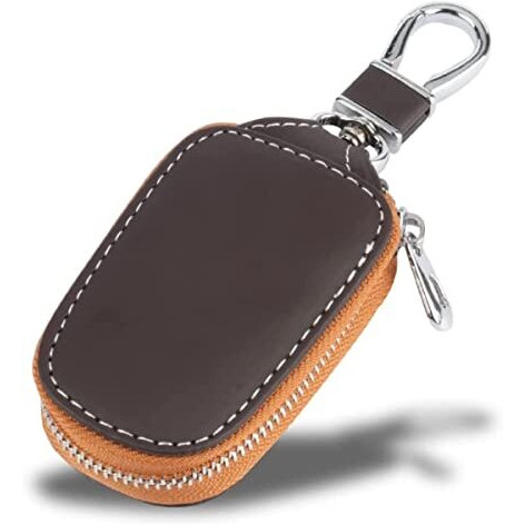 Contacts Genuine Leather Car Remote Key Case | Smart Protection Key Holder | Key Chain Bag | Auto Remote Keyring Wallet (Brown)