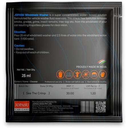 Jopasu Windsheild Washer Pouch 25 Ml (Pack Of 10) For Clear, Spotless Windshild Glass. Streak, Lint & Scratch Free