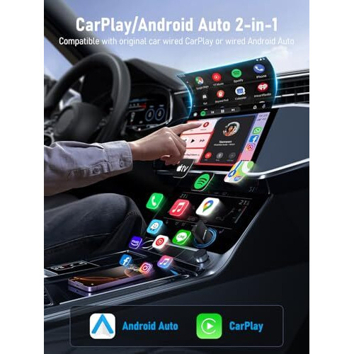 Lemorele Wireless Carplay Adapter & Android Auto Wireless Adapter Wireless 2-In-1 Stick, Wifi/Bluetooth Quick Connect And Auto Connect, Plug And Play Without DelayNew Upgrades For 2025