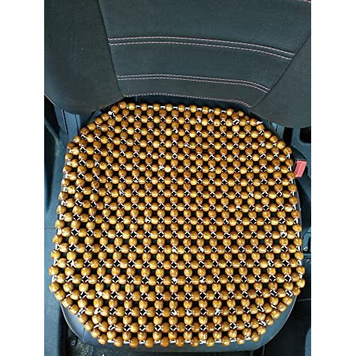 Q1 Beads Mchocolate Wooden Beads Car Seat Wooden Cushion Cover Pad In Acupressure Sitting For All Universal The Cars/Suvs/Office Chair/Truck (Golden Brown)