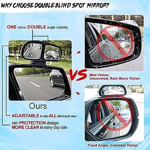 Sarte Plastic Glass Blind Spot Mirror With 360 Rear View Convex Parking Mirror, 3R Original Suitable For All Cars - Pack Of 2