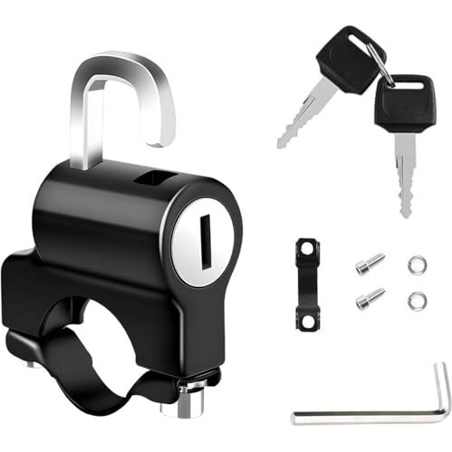 Openja Motorcycle Helmet Anti-Theft Lock, Motorbike And Bicycle Helmet Safety Lock With Two Keys, Handlebar Mounting Tamper-Proof Helmet Security Lock, Motorcycle Accessories.