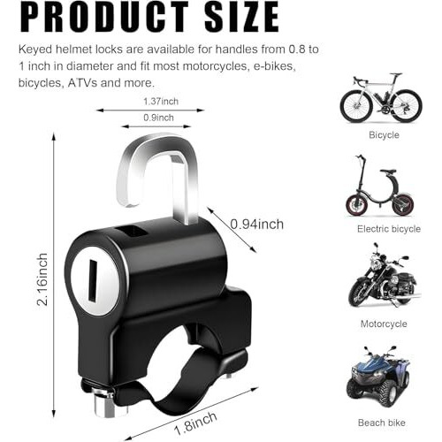 Openja Motorcycle Helmet Anti-Theft Lock, Motorbike And Bicycle Helmet Safety Lock With Two Keys, Handlebar Mounting Tamper-Proof Helmet Security Lock, Motorcycle Accessories.
