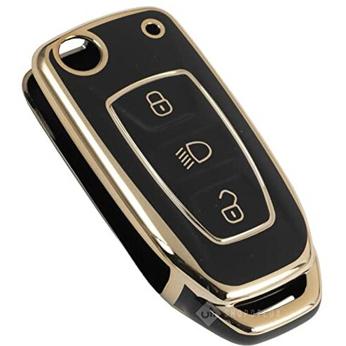 Shopoflux Tpu Key Cover Compatible With Tata Tiago | Nexon | Altroz | Curvv | Safari | Storme | Zest | Bolt | Tigor | Punch | Hexa 3 Button Flip Key (Black)