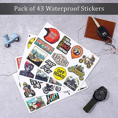 Junkyard Waterproof Helmet Stickers For Bike Riders (Pack Of 43)