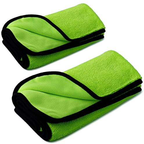 Shinexpro Microfiber Cloth For Car - Suckerxtreme 600 Gsm Extra Large (60X50 Cm) Single Side Twisted Loop Car Cleaning Cloth - Lint Free Cloth With Suede Edging For Drying And Detailing, White