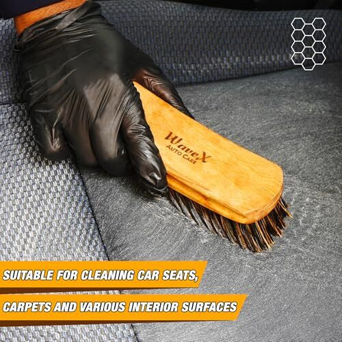 Wavex Plastic Car Cleaning Brush|Works Dry And Wet With Car Interior Cleaner Liquid, Car Seat Cleaner|Also Acts As Interior Car Duster, Beige