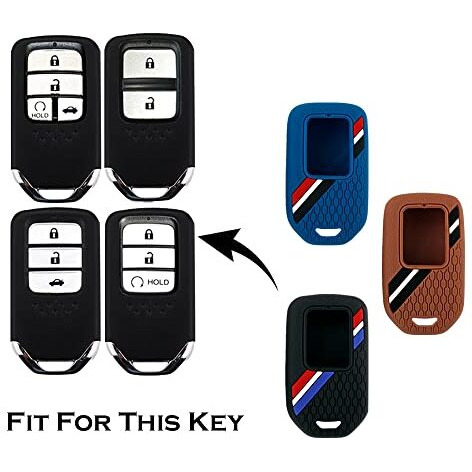 Keyzone Striped Silicone Compatible For Honda City, Civic, Amaze, Elevate, Wr-V, Accord, Br-V, Cr-V, Mobilio, Jazz, Brio Smart Key (Black)