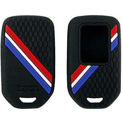 Keyzone Striped Silicone Compatible For Honda City, Civic, Amaze, Elevate, Wr-V, Accord, Br-V, Cr-V, Mobilio, Jazz, Brio Smart Key (Black)