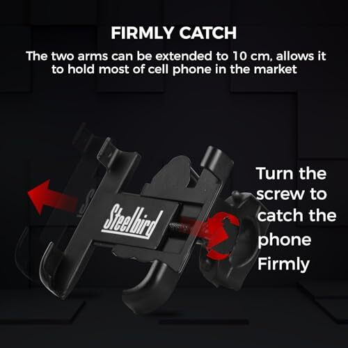 Steelbird Universal Bike Mount Phone Holder 360 Degree Rotating Handlebar Cradle Stand For Bicycle, Motorcycle, Fits All Smartphones (Mobile Holder With Usb Charger)